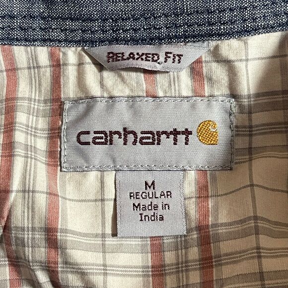 Carhartt Mens Shirt Medium Relaxed Fit Button-Up Short Sleeve Plaid‎ Pockets - Picture 4 of 7